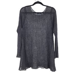 Eileen Fisher Knit Long Sleeve Linen Black Long System Sweater Size Large